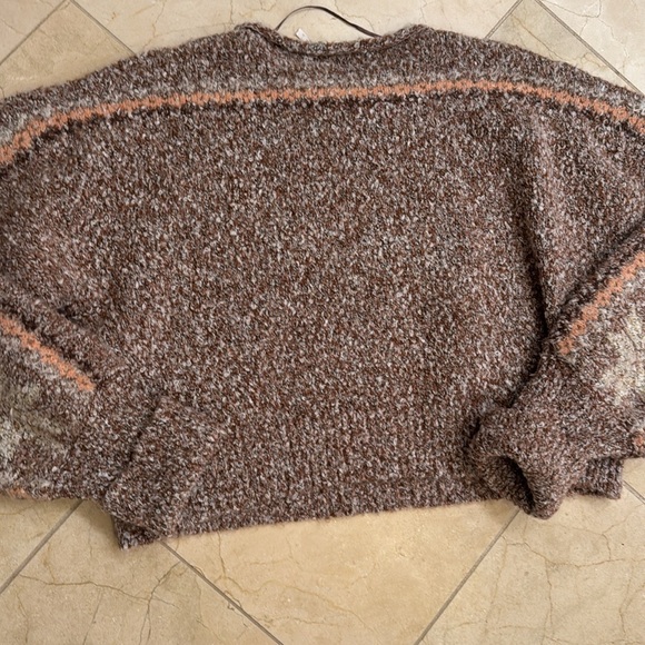 Free people brown snowflake sweater size smalll crop soft EUC - Picture 8 of 11